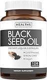 Black Seed Oil - 120 Softgel Capsules Skin Health (Non-GMO & Vegan) Cold-Pressed Nigella Sativa Producing Pure Black Cumin Seed Oil with Vitamin E - 500mg Each, 1000mg Per 2 Capsule Serving