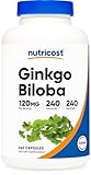 Nutricost Ginkgo Biloba 120mg, 240 Capsules - Extra Strength Ginkgo Biloba Extract - Gluten Free & Non-GMO