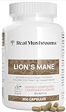 Real Mushrooms Lion’s Mane Capsules - Organic Lions Mane Mushroom Extract for Cognitive Function & Immune Support - Brain Mushroom Supplements for Memory and Focus - Vegan, 300 Caps