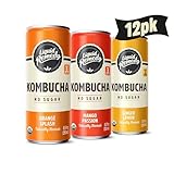 Liquid Remedy Kombucha Sugar Free Organic Drink, Low Calorie, Probiotic Like Tea for Gut Health - Tropical Trio Variety Pack- 8.5 Fl Oz Can, 12-Pack