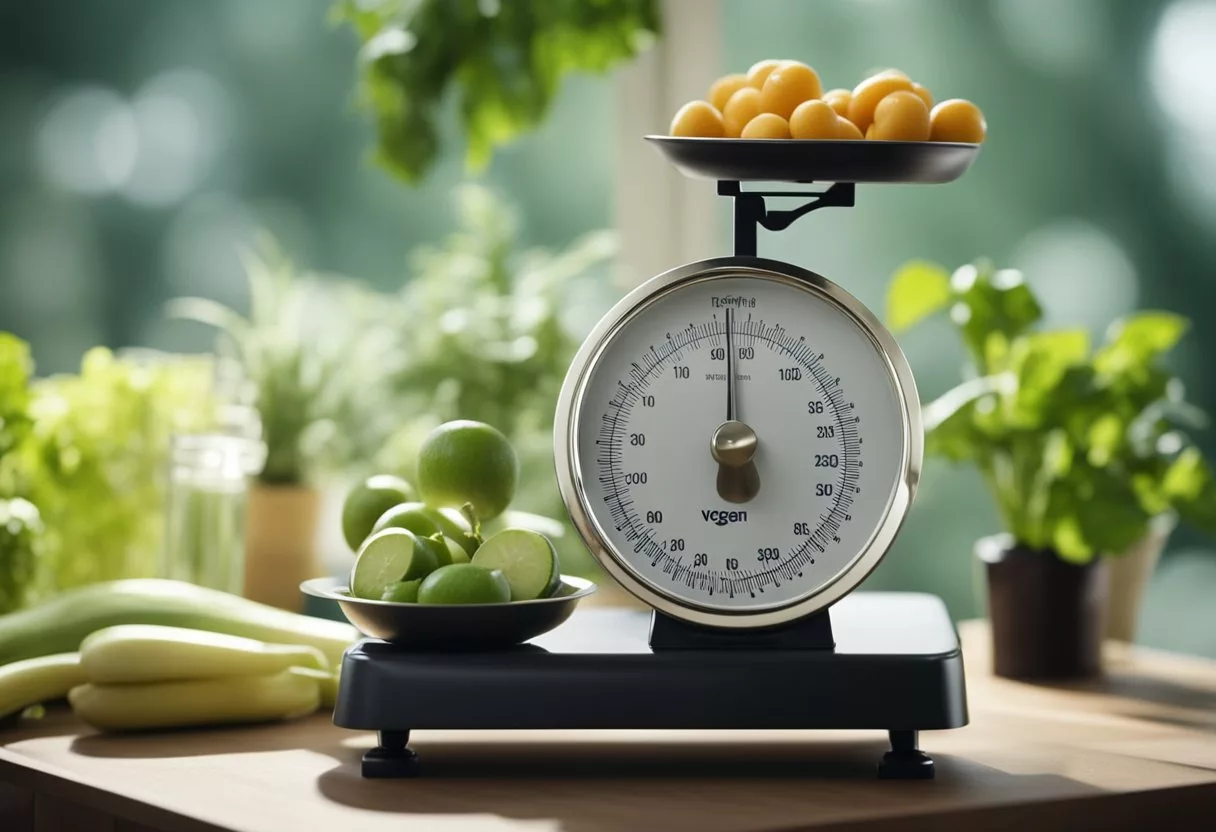 A scale tipping in favor of a vegan diet, while other diets fall to the side
