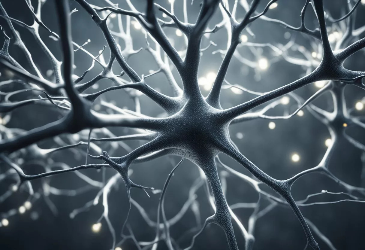 Neurons forming new connections, old ones pruning. Brain adapting to new experiences, learning, and memory. Dynamic and ever-changing