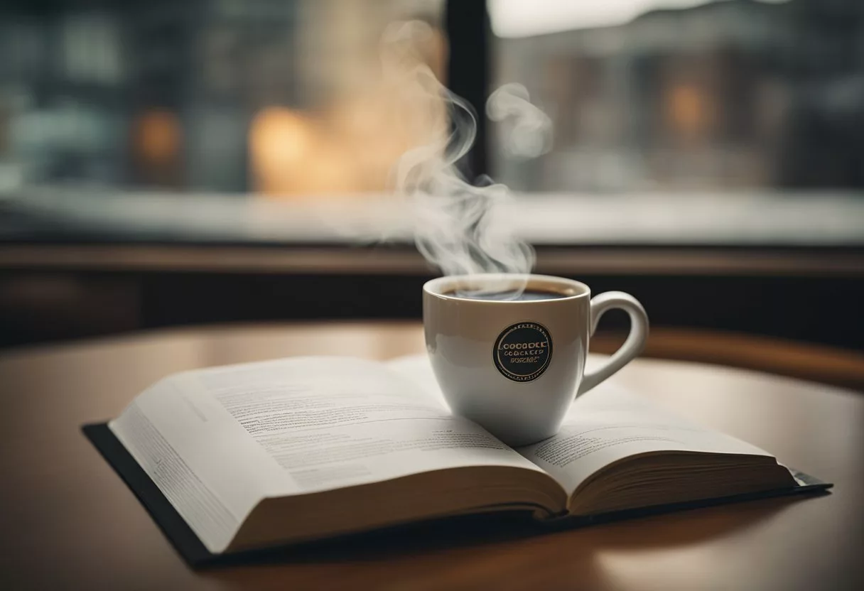 A steaming cup of coffee sits next to a prostate cancer information booklet