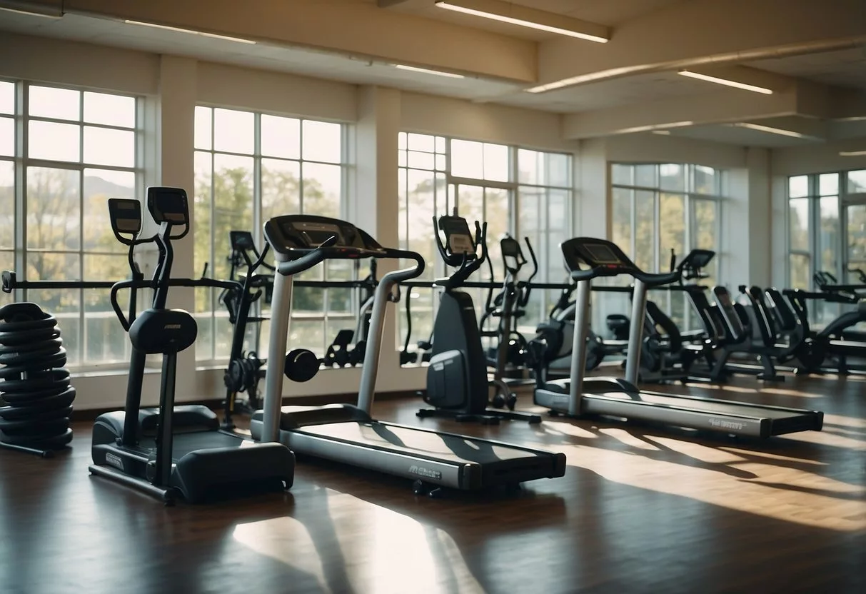 A diverse array of exercise equipment arranged in a spacious, well-lit gym setting, with emphasis on flexibility and mobility training