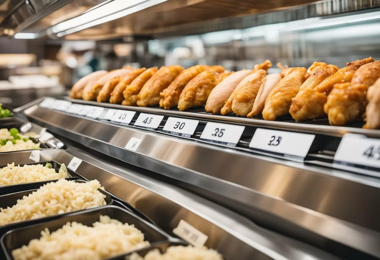 A table displays various types of chicken breast with their respective calorie counts