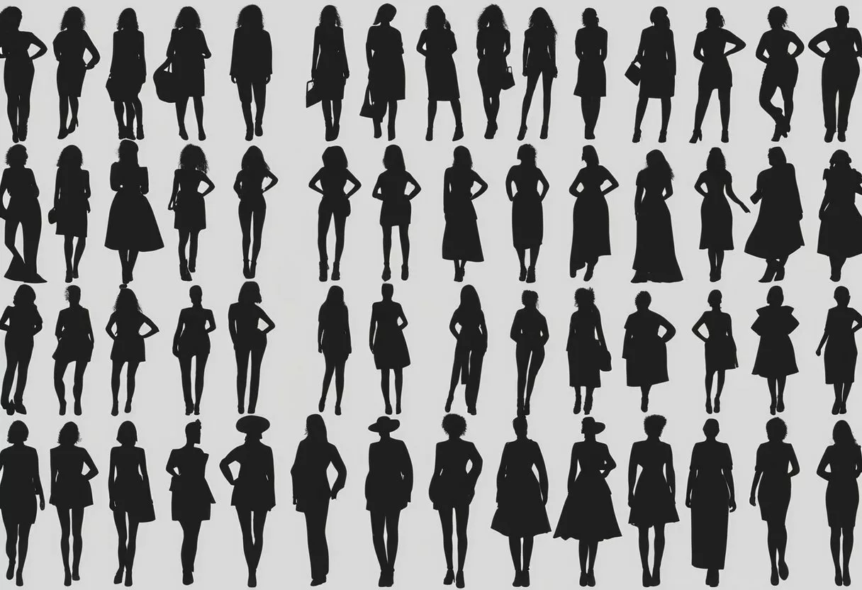 A variety of silhouettes representing different women's body shapes