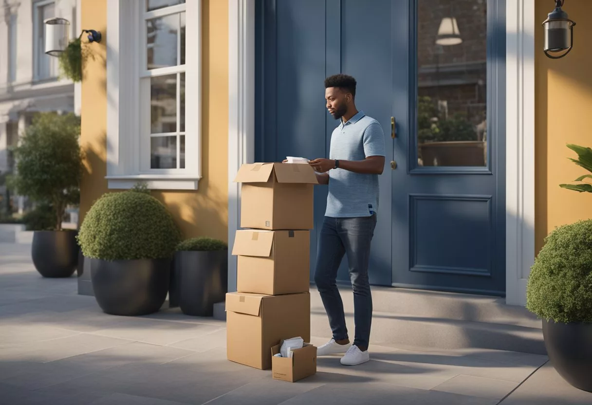 A person ordering bluechew online, receiving a package at their doorstep