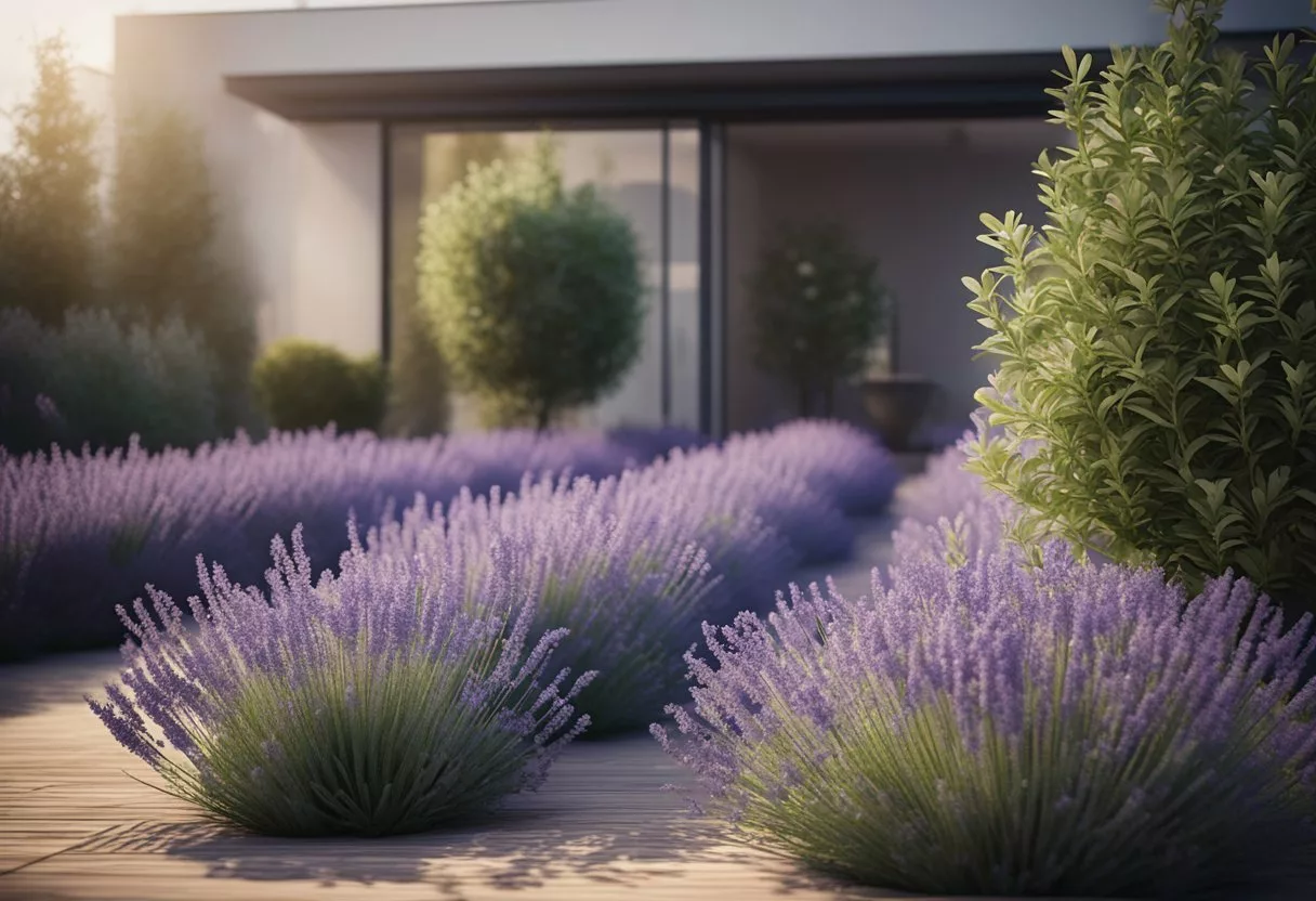 Lavender, citronella, and eucalyptus plants in a garden