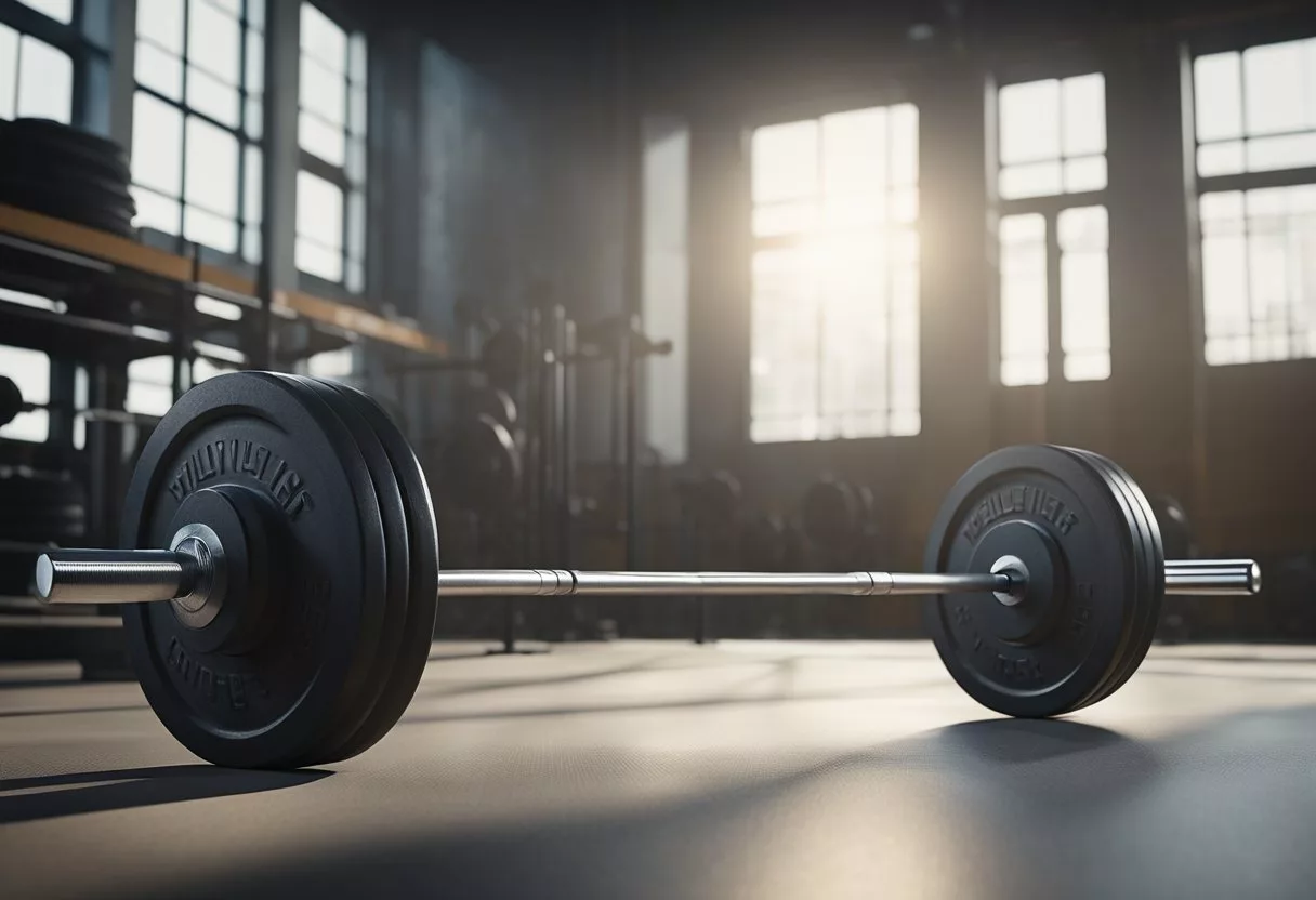 A weightlifting barbell being pushed and pulled in a gym setting