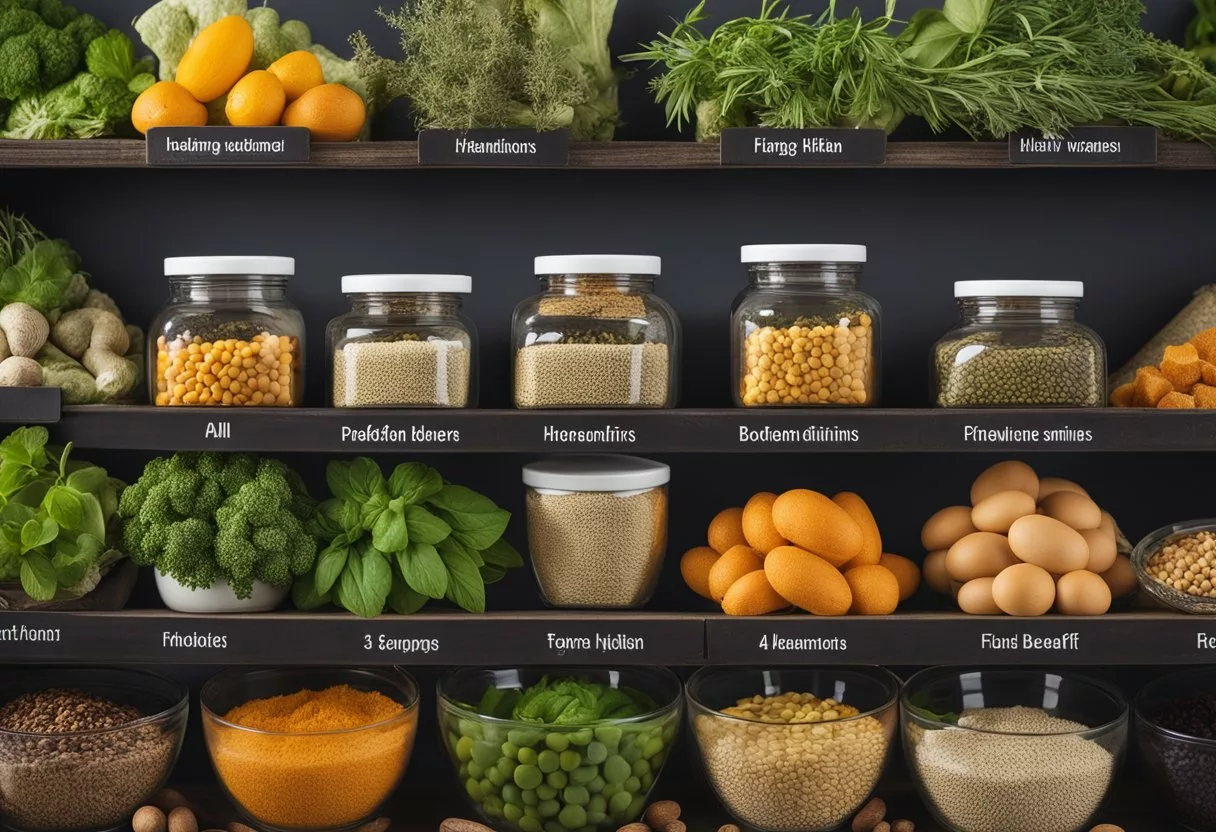 A table displays various herbs and vitamins, each labeled with their benefits for hearing health