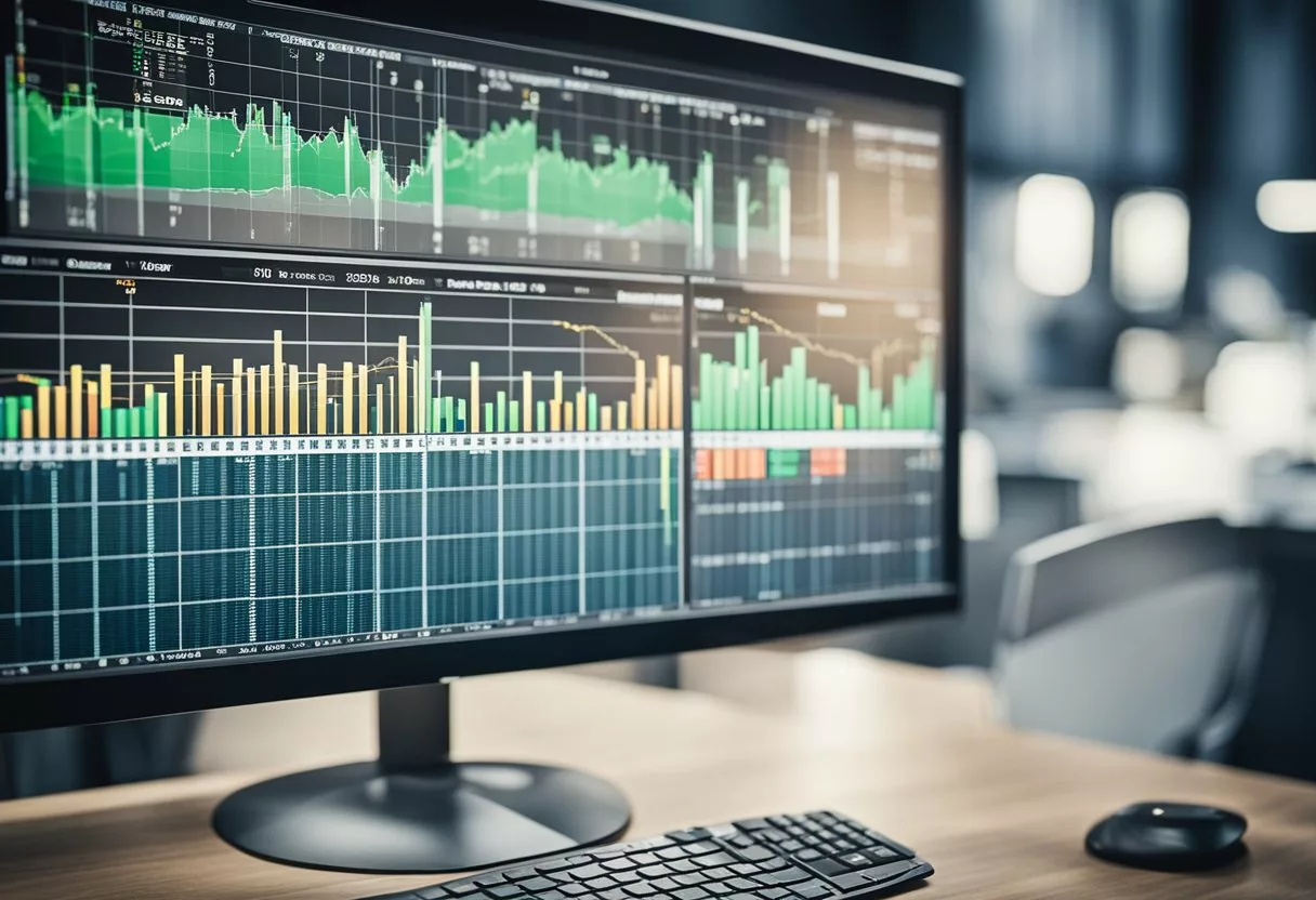 A computer screen displaying Balmorex pricing and availability data. Graphs and charts show stock levels and price fluctuations