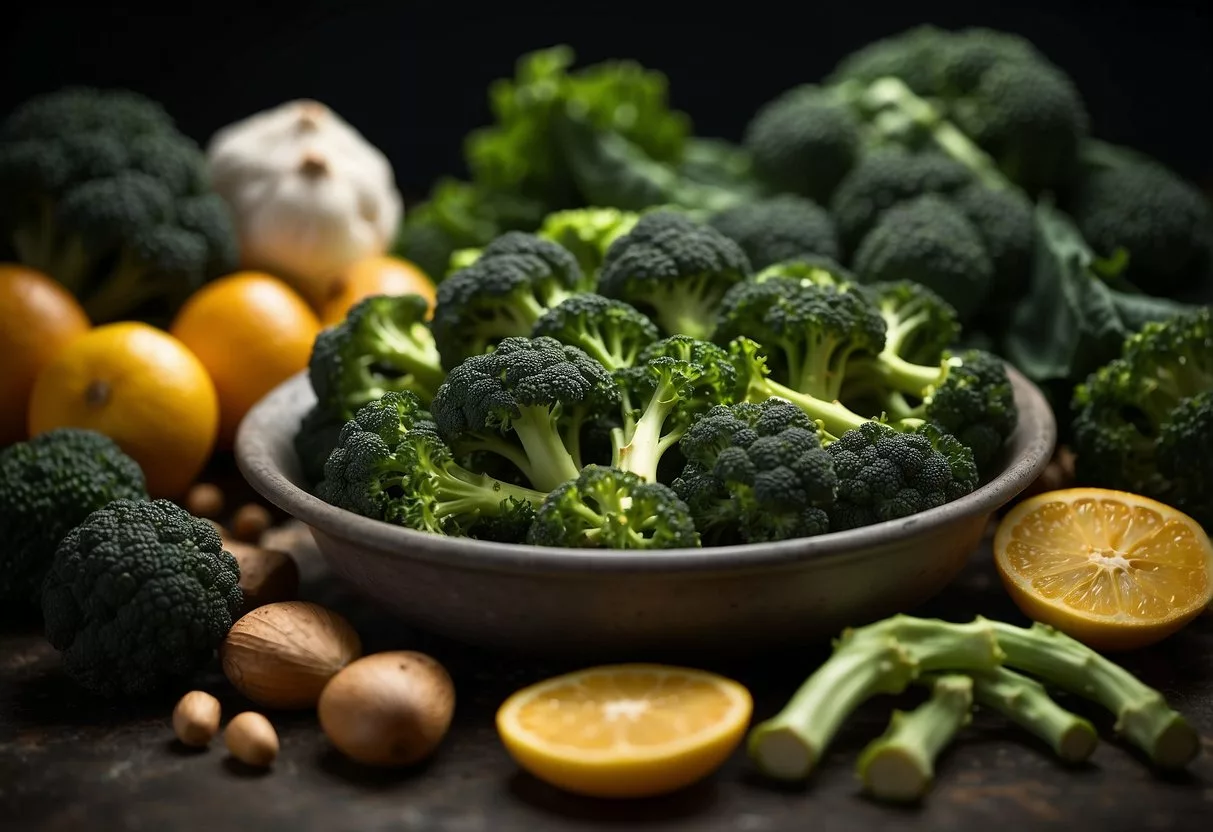 A pile of broccoli surrounded by other iron-rich foods