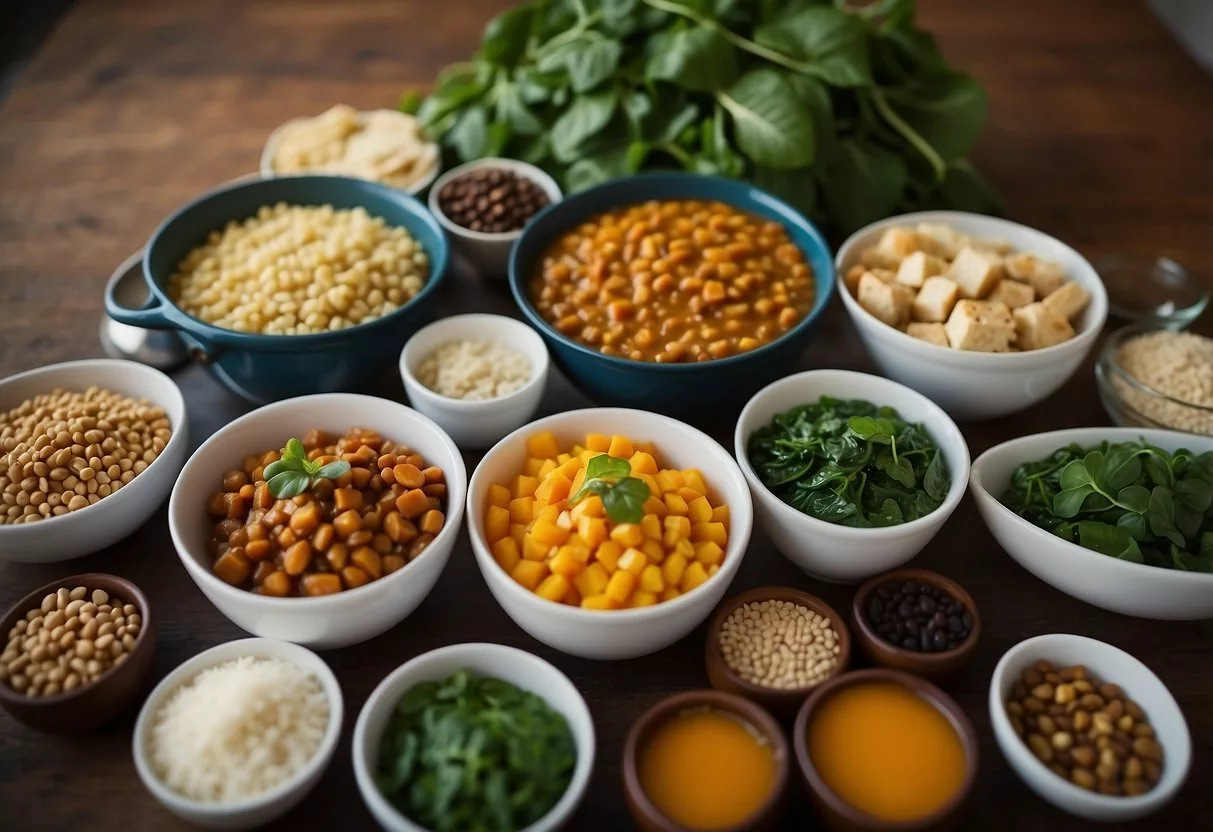 A table displays 10 iron-rich foods, including turkey, spinach, lentils, and tofu. Bright colors and varied textures make the foods visually appealing