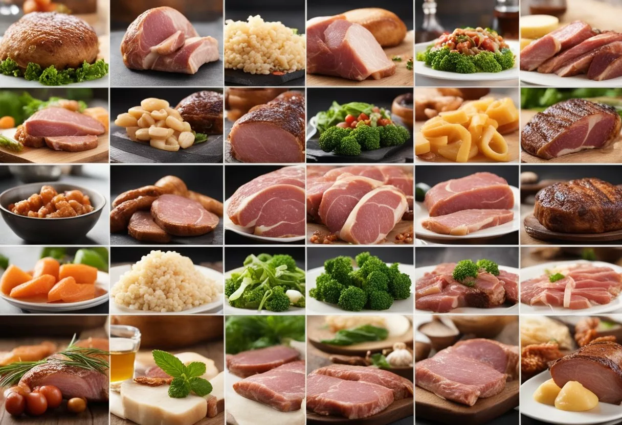 A variety of meats and their sources displayed with a body reacting to daily meat consumption