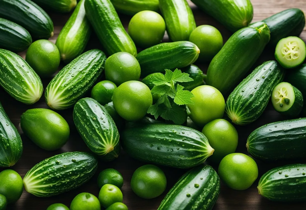 A variety of cucumbers displayed with different culinary uses. Visualize the potential health benefits of eating cucumbers daily