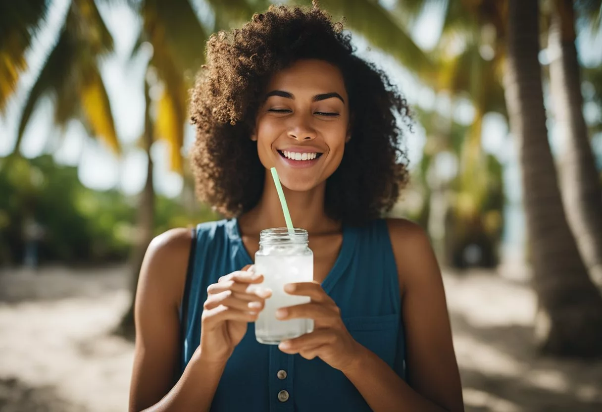 A person drinks coconut water daily, body stays hydrated and balanced with electrolytes