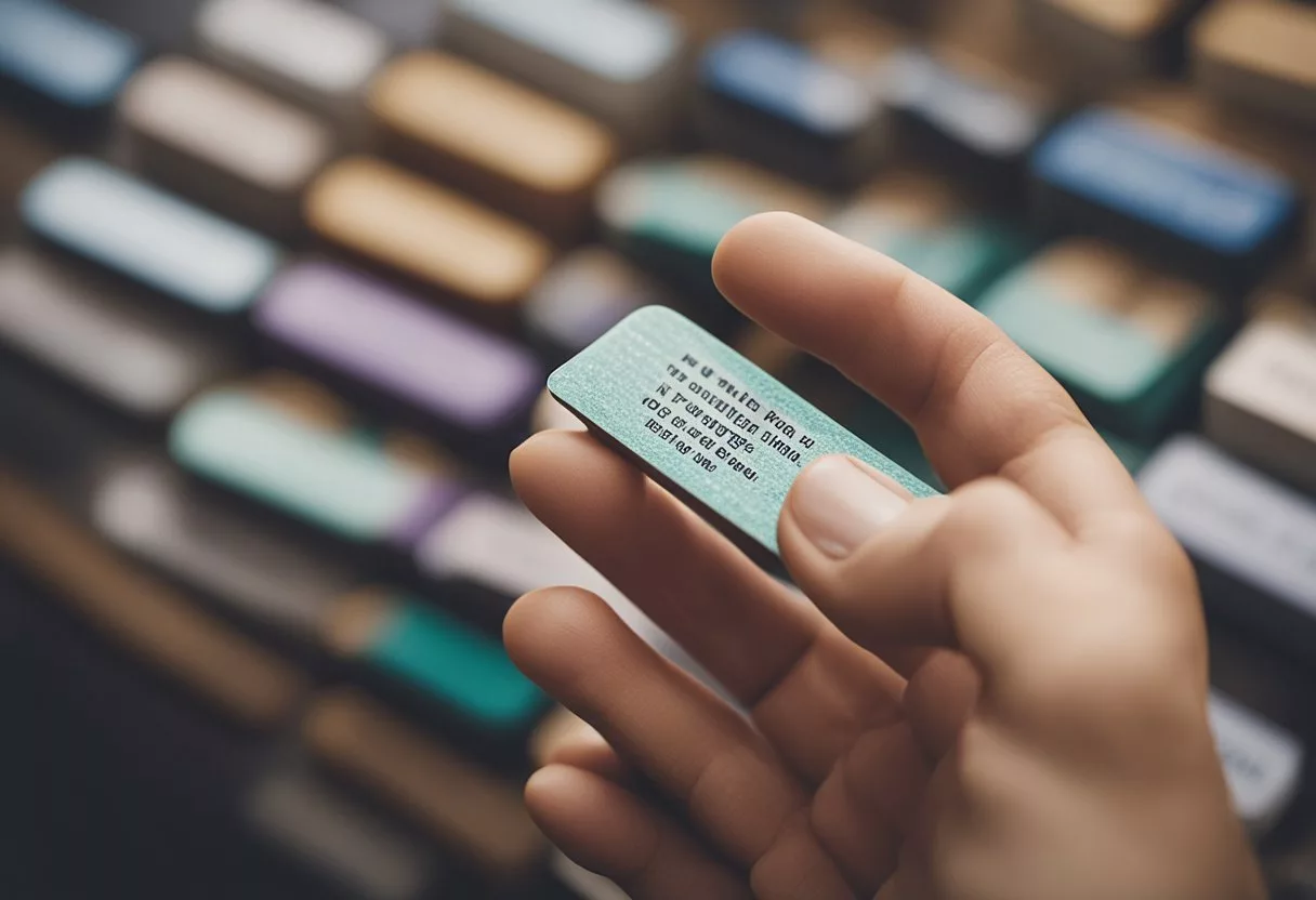 A hand reaching for a nail file, surrounded by calming imagery and positive affirmations