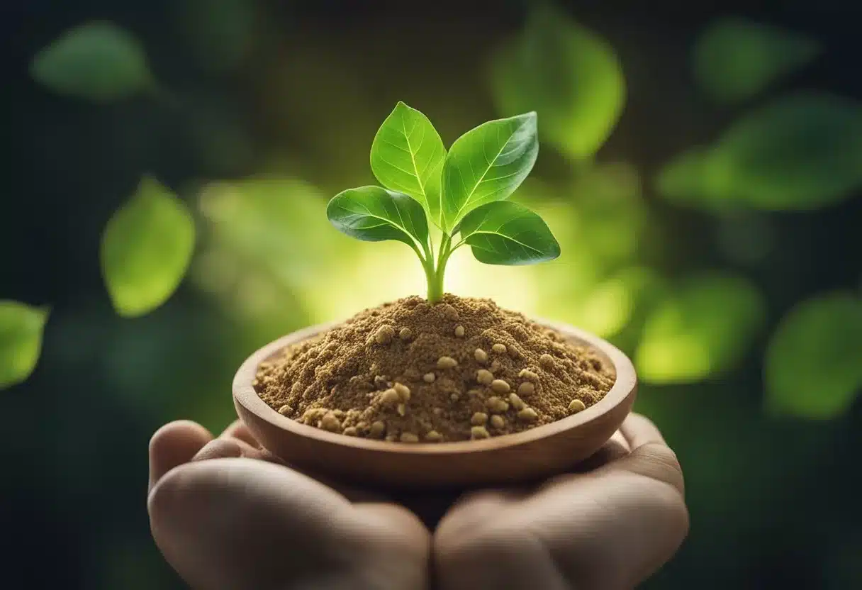 A vibrant maca root plant with green leaves and brown roots, surrounded by a glowing halo to symbolize its health benefits for diabetes