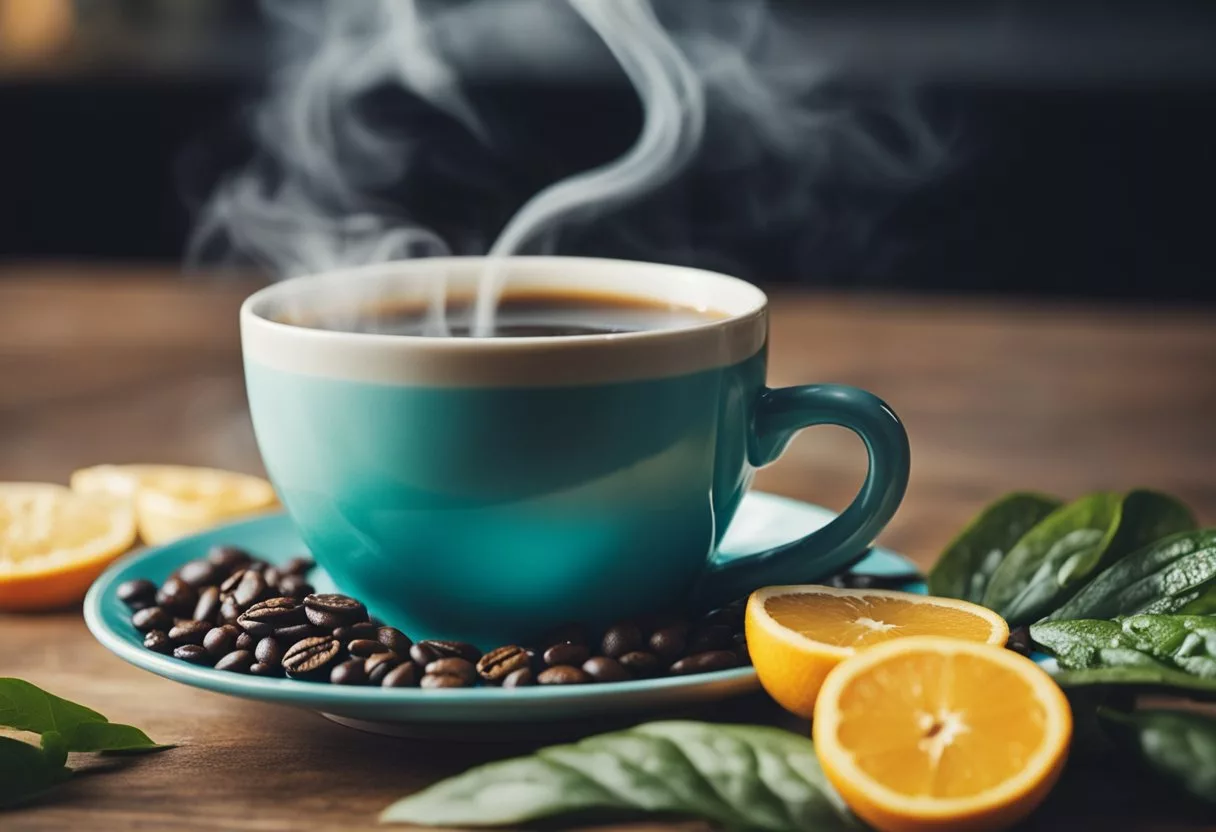 A steaming cup of Java Burn sits on a table, surrounded by vibrant, energizing ingredients. A sense of vitality and rejuvenation emanates from the scene