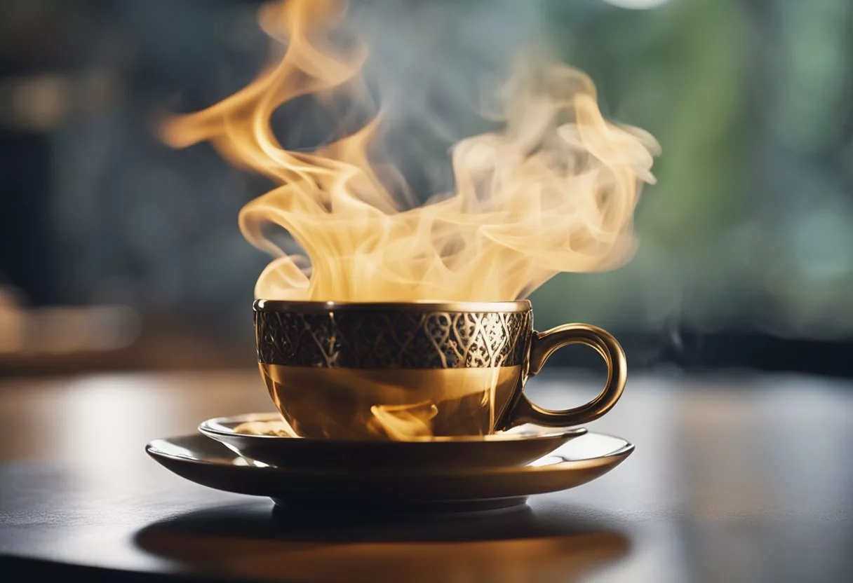 The Java Burn is poured into a cup, steam rising as the aroma fills the air. A burst of energy is released, invigorating the body