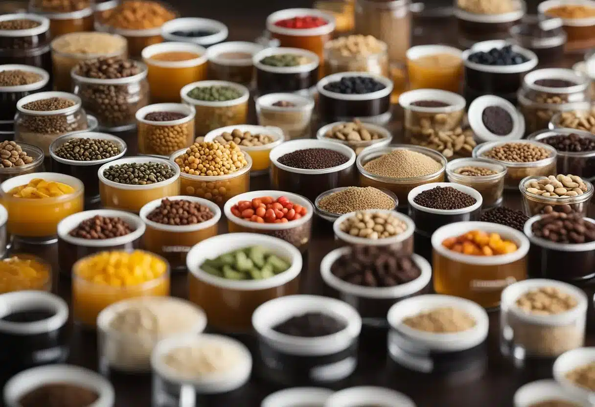 A table with various stimulants: guarana, caffeine, and others. Labels and scientific data are displayed for comparison