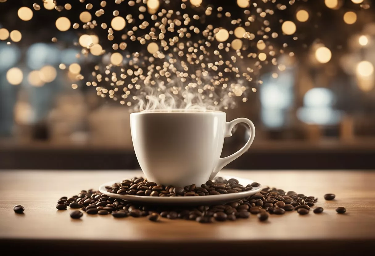 A steaming cup of coffee surrounded by swirling java beans, with a bold "Java Burn" label and a backdrop of myths and misconceptions