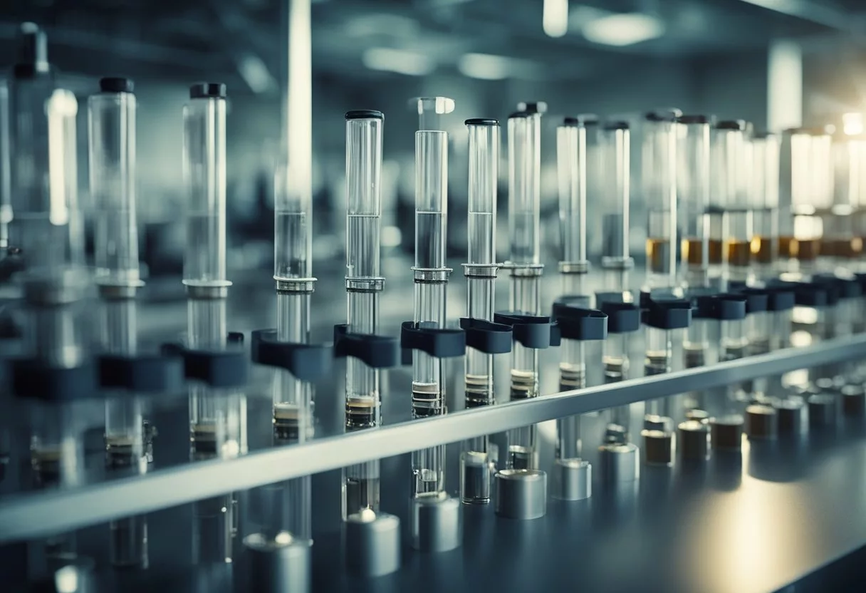 A laboratory setting with test tubes and equipment, showcasing the process of nitric oxide production for disease prevention