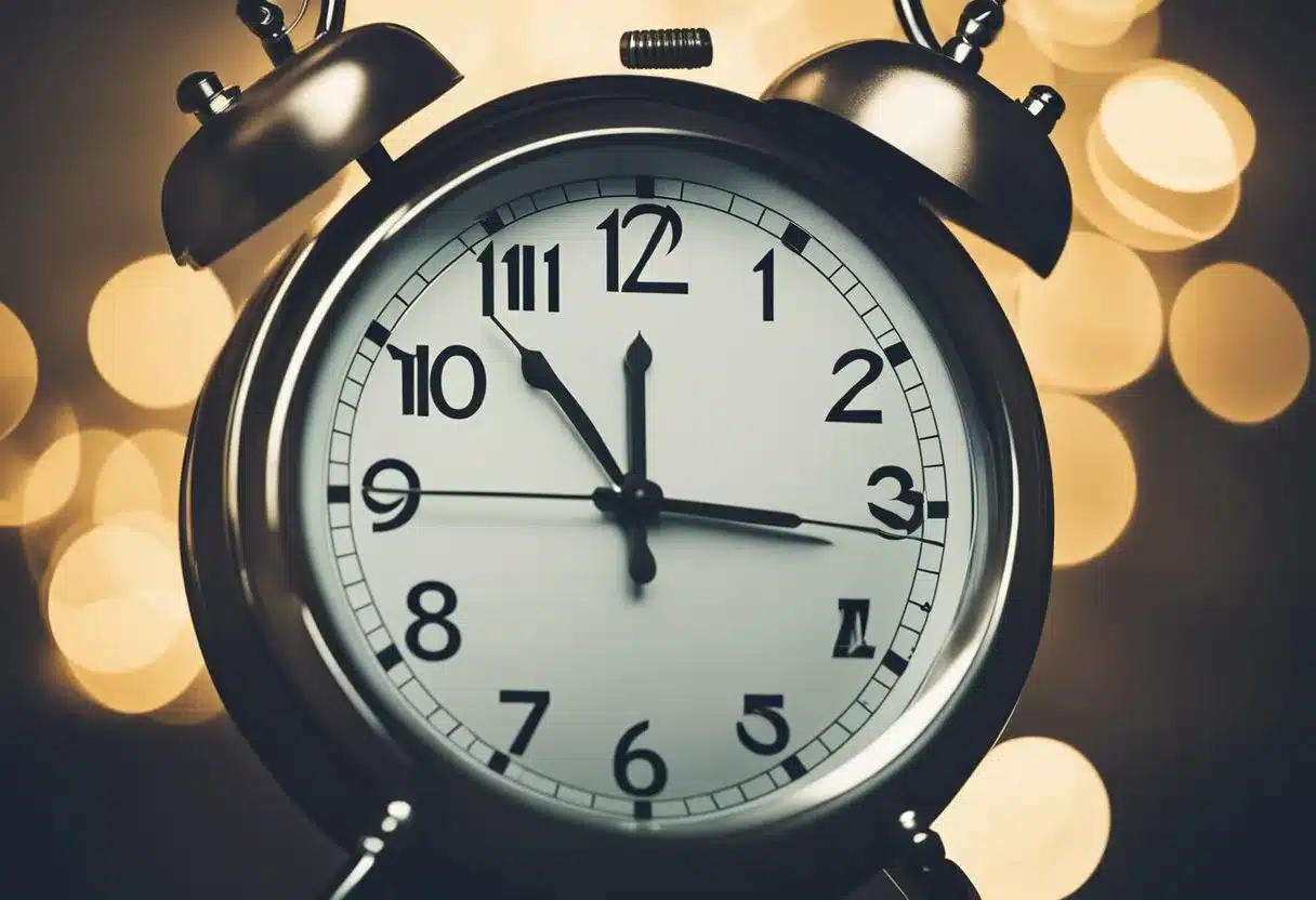 A clock showing consistent bedtime and wake-up times, with a list of "20 tips for better sleep" nearby