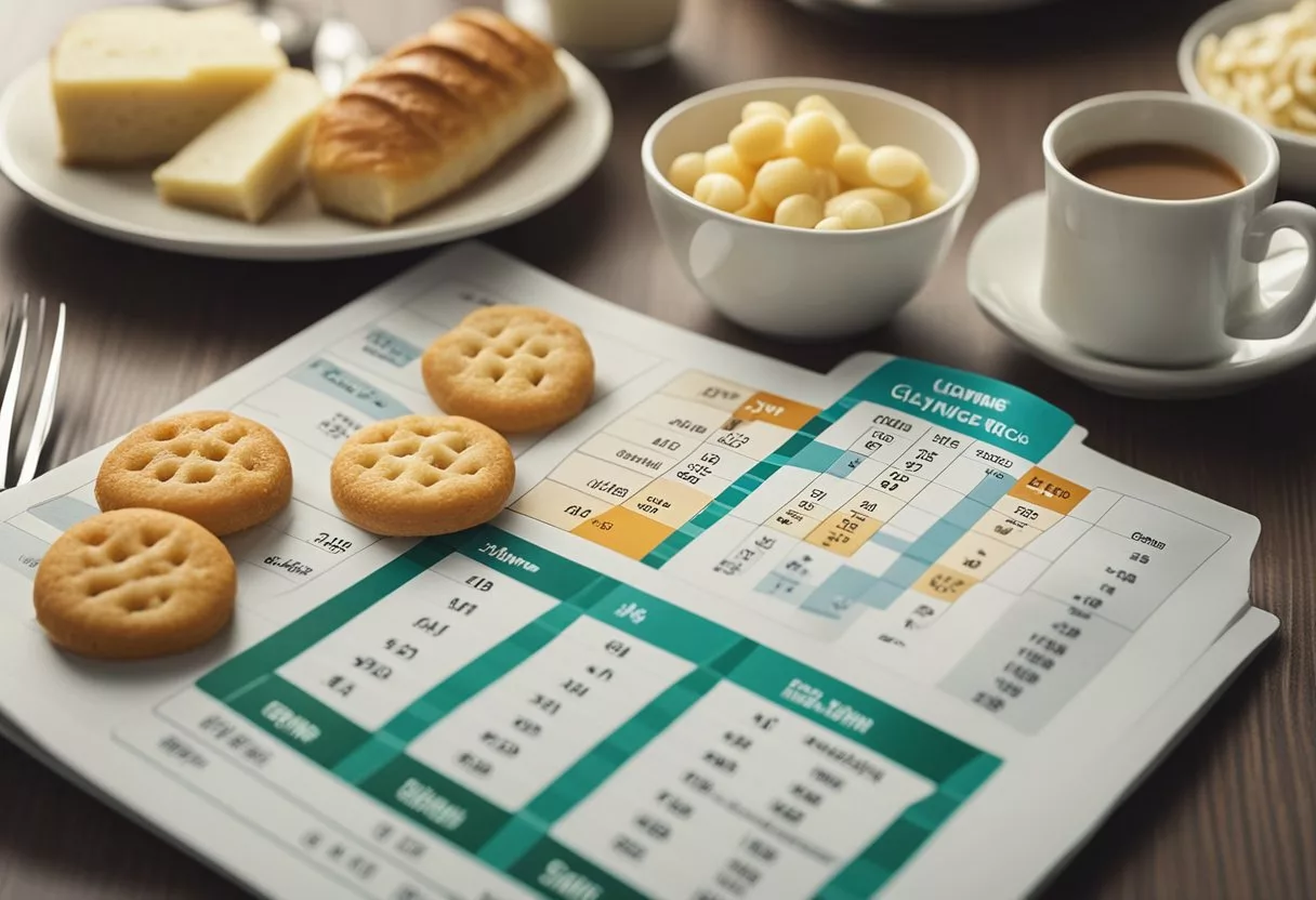 A table with various food items categorized by their glycemic index values. A graph showing the relationship between glycemic index and health outcomes