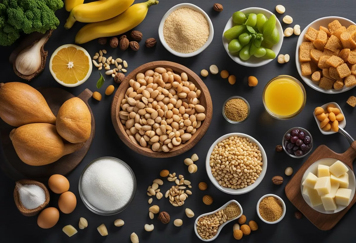 A table with various common foods and their corresponding glycemic index values, alongside a measuring tool or scale for quantifying the index