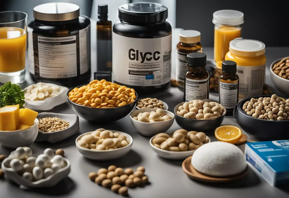 A table displaying various supplements and sports products, with a focus on glycemic index and their impact on athletic performance