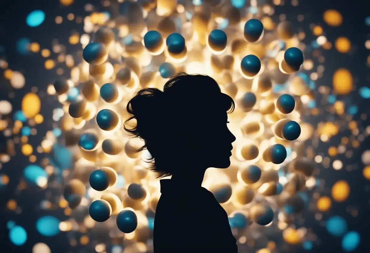 A woman's silhouette reacts to a pill, surrounded by swirling energy and a sense of heightened arousal