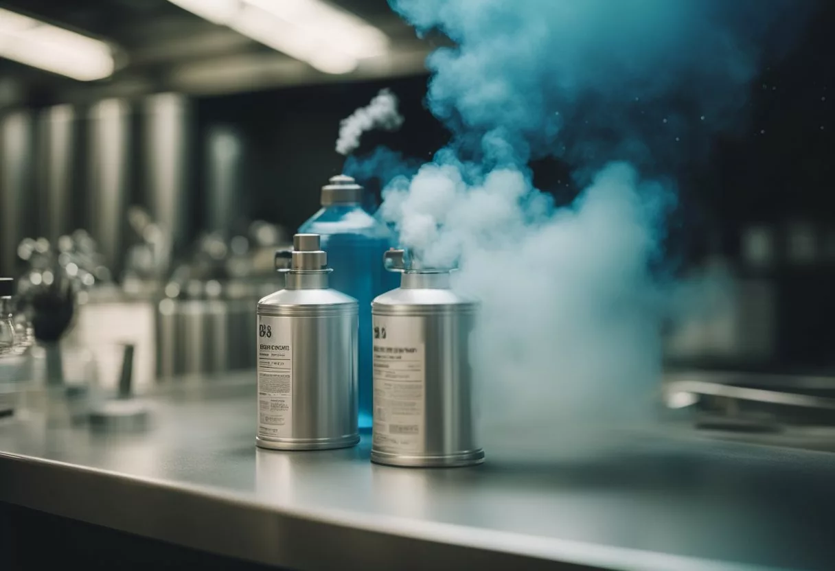 A cloud of toxic gas forms as bleach and ammonia mix in a small, enclosed space, causing immediate respiratory distress