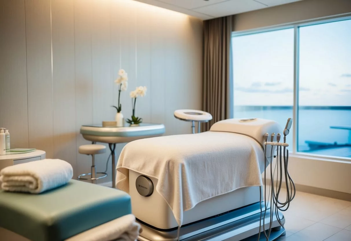 A serene spa environment with modern equipment and soothing decor, offering non-surgical cosmetic procedures