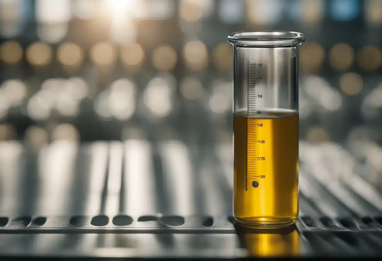 A test tube filled with urine shows a cloudy appearance, indicating the presence of albumin